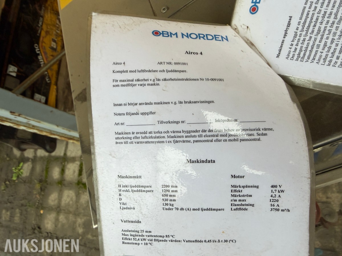 OBM Norden AIRCO 4 vannbåren varmeaggregat
