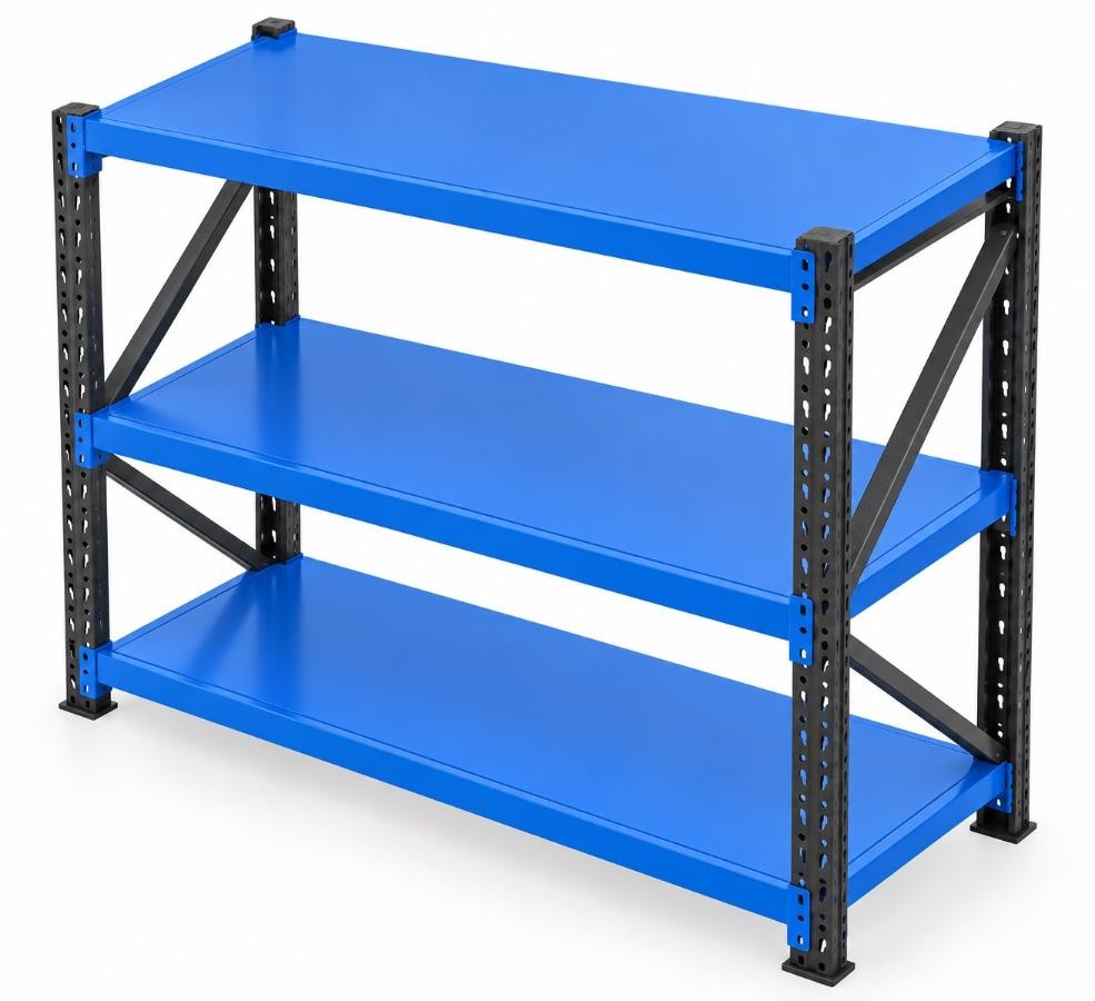 4 stk komplette Lagerreoler 200×60×200cm – Svart+blå 1200kg