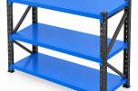 4 stk komplette Lagerreoler 200×60×200cm – Svart+blå 1200kg