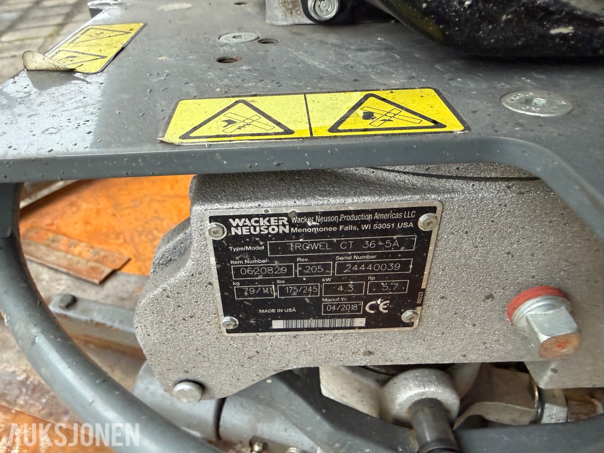 2018 Wacker Neuson CT 36-5A betongglatter 