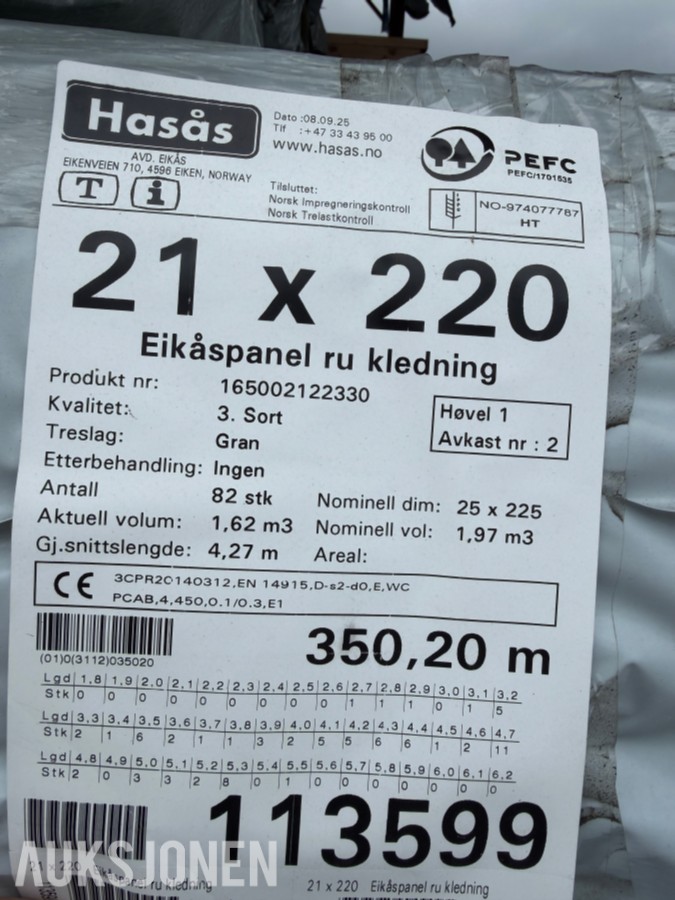 21 x 220 Gran Eikåspanel ru kledning ca 350 LM