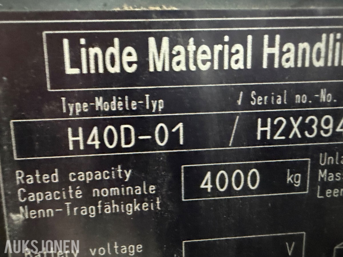 2012 mod. Linde H40D. Motvektstruck. Rep objekt