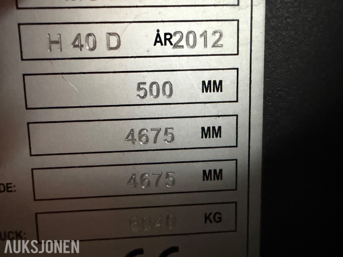 2012 mod. Linde H40D. Motvektstruck. Rep objekt