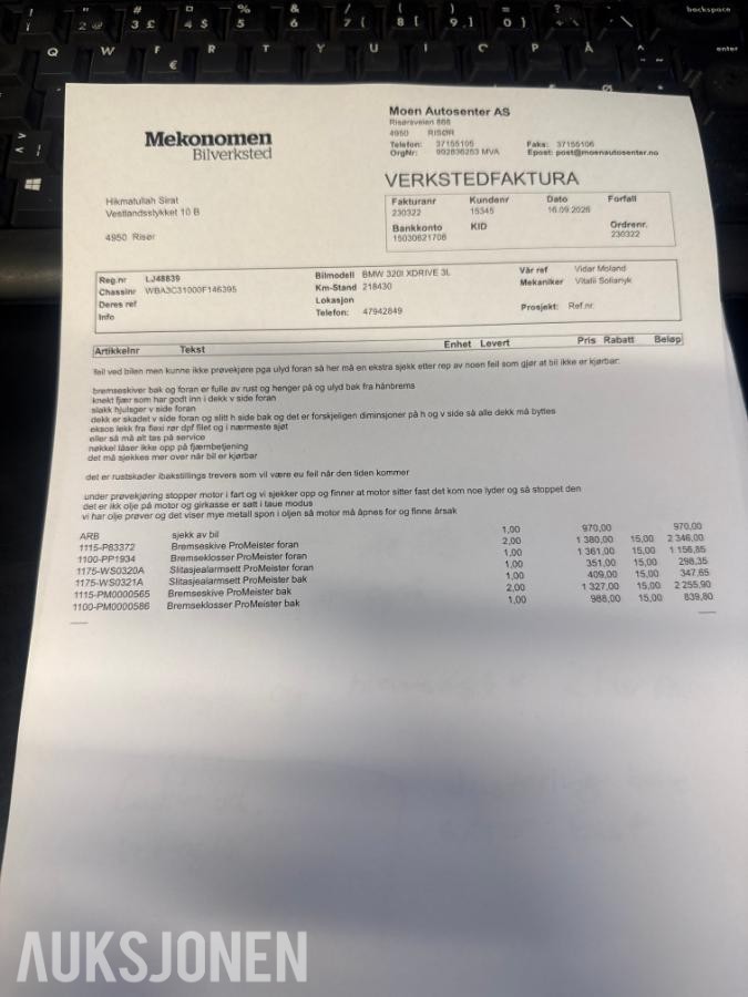 2012 BMW 320I XDRIVE 184HK AUTOMAT - MOTORHAVARI