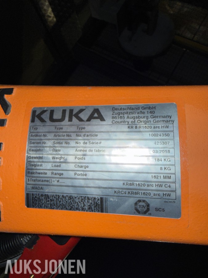 2018 Sveiserobot m/Manipulator Kuka KR 1602