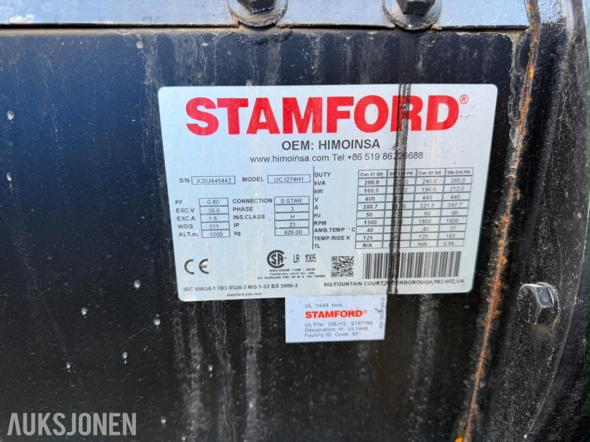 2 stk. dieselaggregater – Stamford 200 kVA – selges samlet