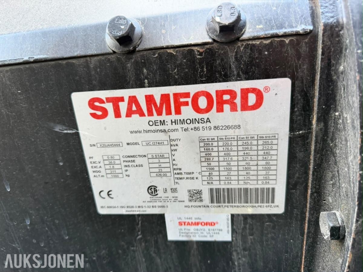 2 stk. dieselaggregater – Stamford 200 kVA – selges samlet