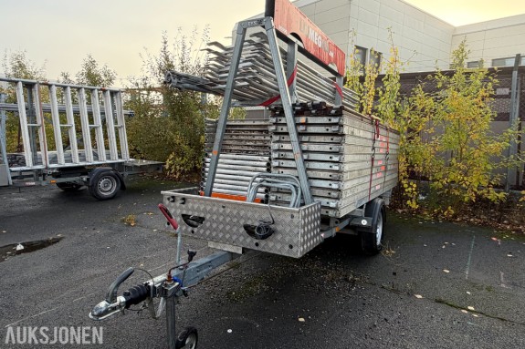 Layher stillas 78 m² komplett med Tysse stillashenger – 2015 – 1300 kg