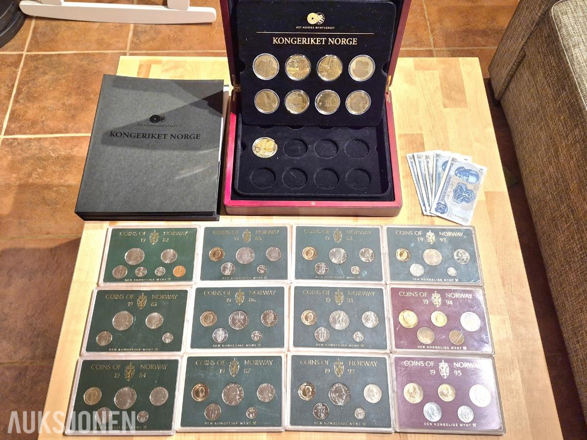Kongeriket Norge Gullbelagte minnemedaljer - Myntsett samling- 1982-1995