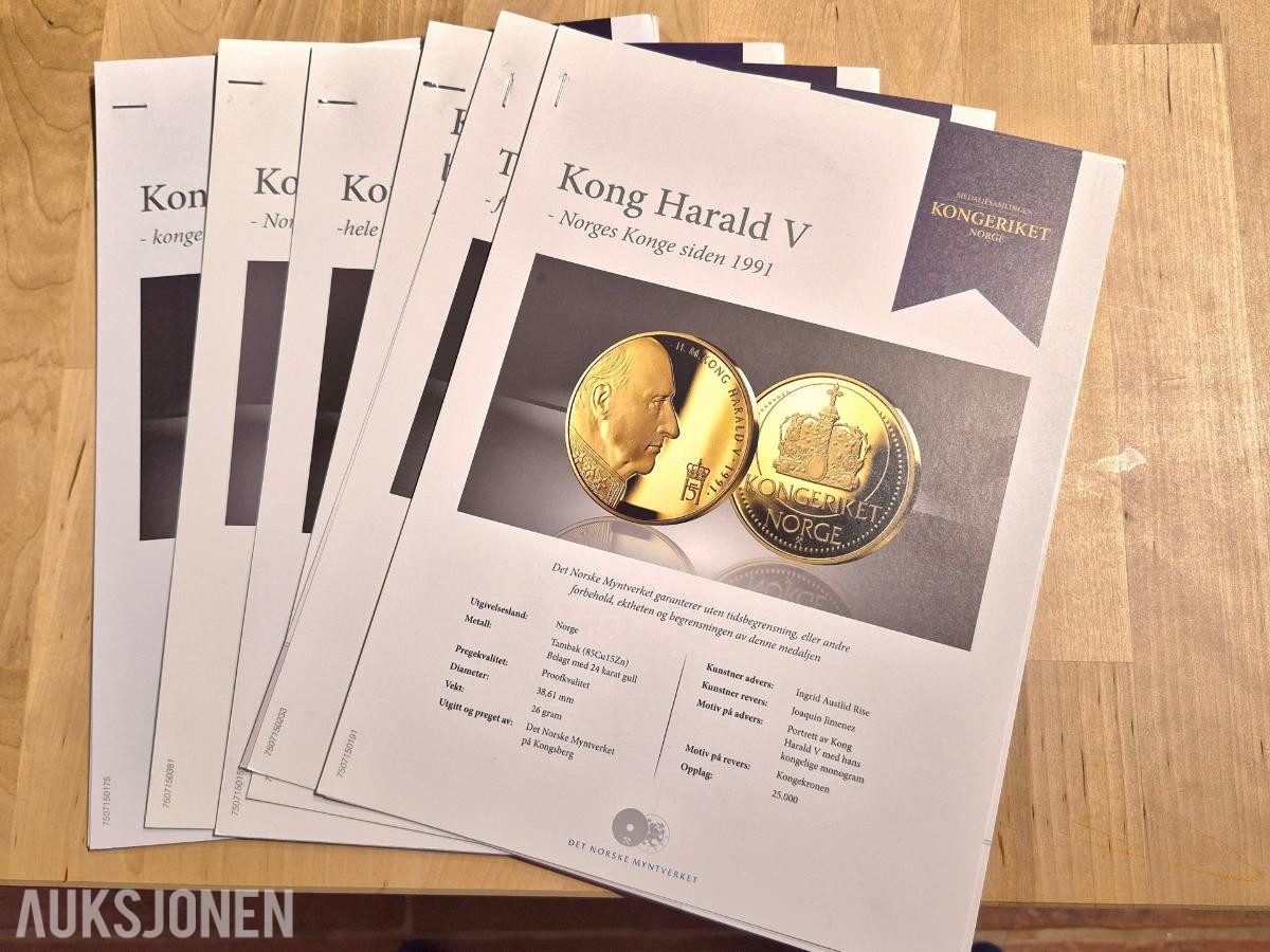 Kongeriket Norge Gullbelagte minnemedaljer - Myntsett samling- 1982-1995