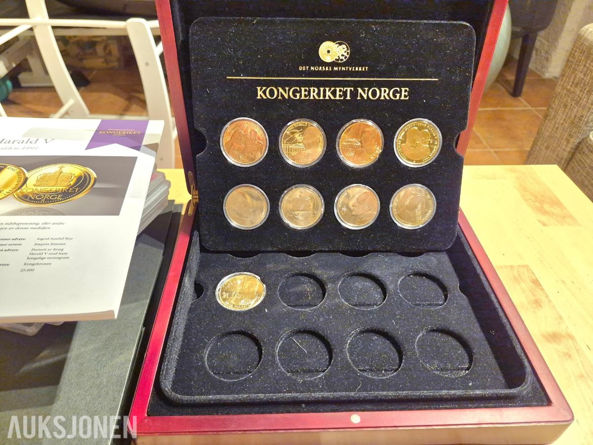 Kongeriket Norge Gullbelagte minnemedaljer - Myntsett samling- 1982-1995