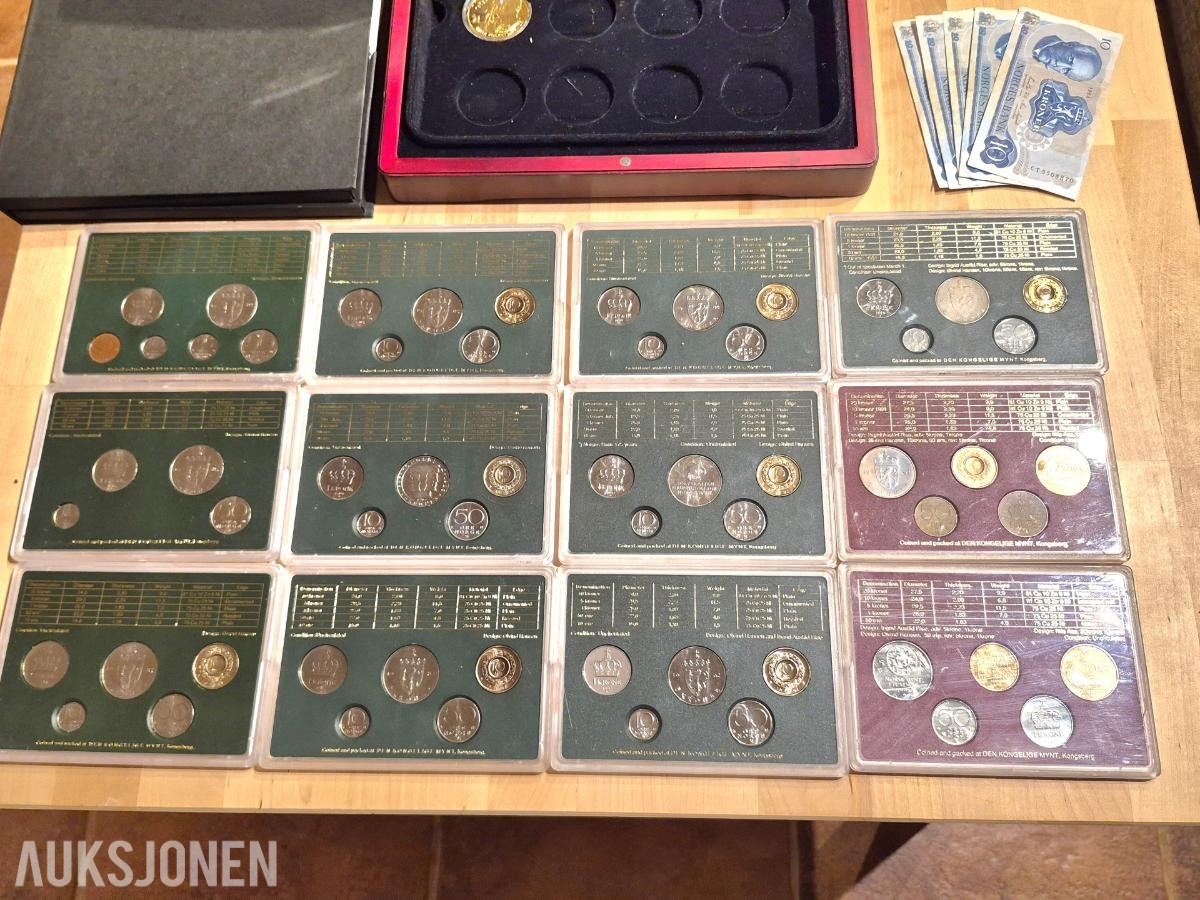 Kongeriket Norge Gullbelagte minnemedaljer - Myntsett samling- 1982-1995