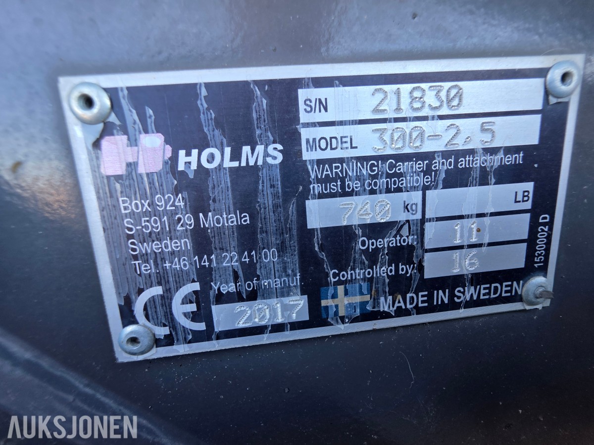 2017 Holms feiemaskin 300-2,5-BM-feste-vanntank-sidekost