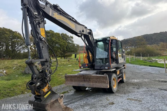 2018 Volvo EW160E hjulgraver, ca. 9 489 t, Engcon EC219 tiltrotator, planeringsskuffe, hengerbrems