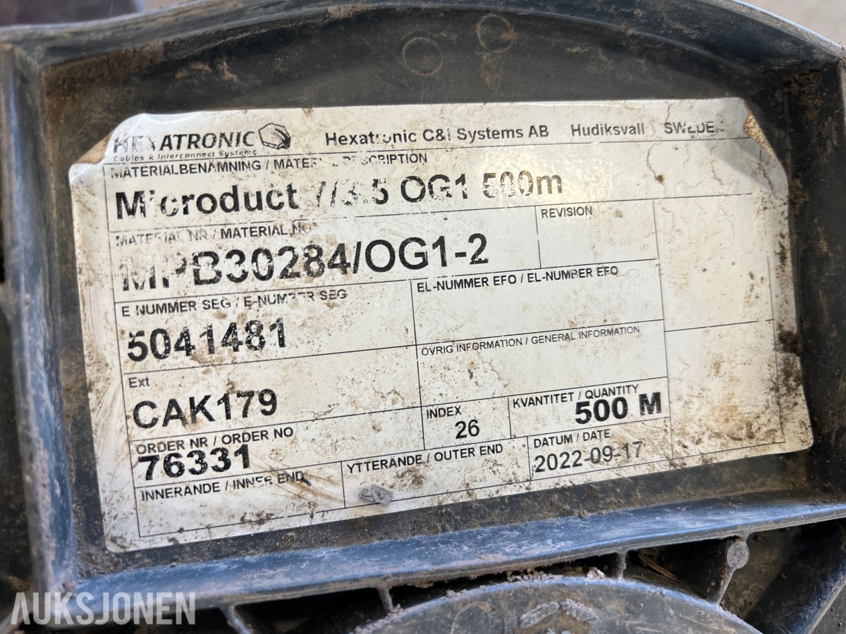 2 stk kabeltromler med Hexatronic Microduct 7/3.5 OG1
