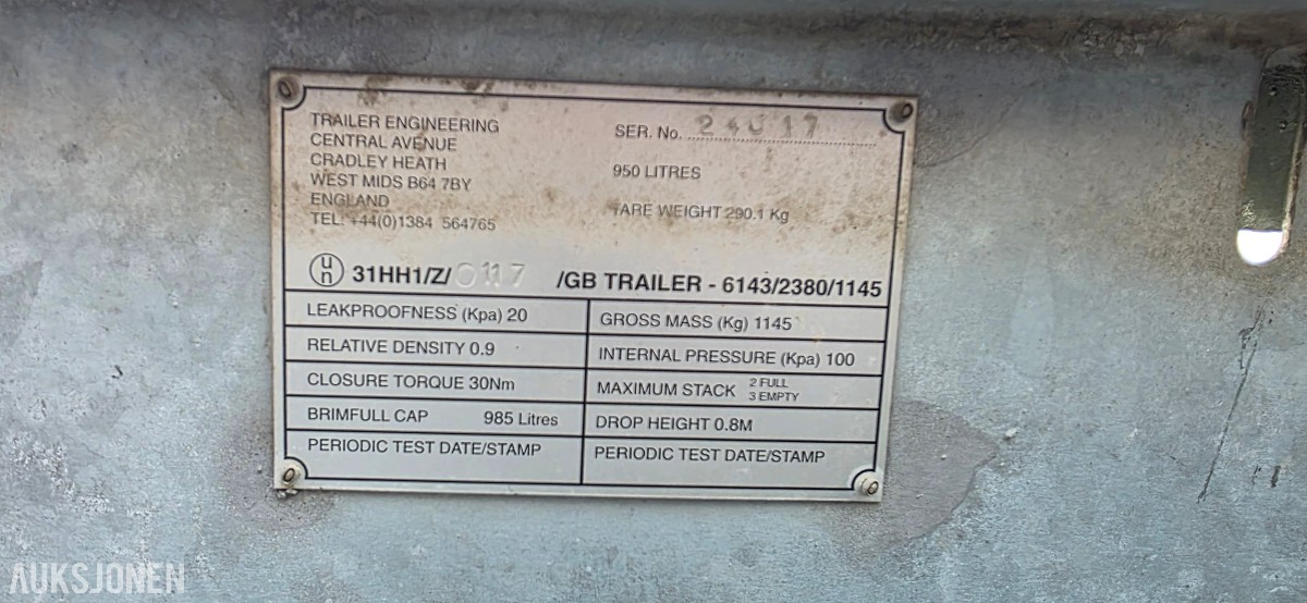 Trailer Engineering dieseltank 950