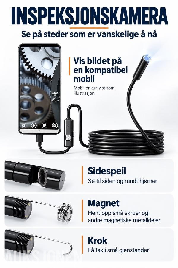 fleksibelt kamera med lys til mobil og PC *Ingen minstepris*
