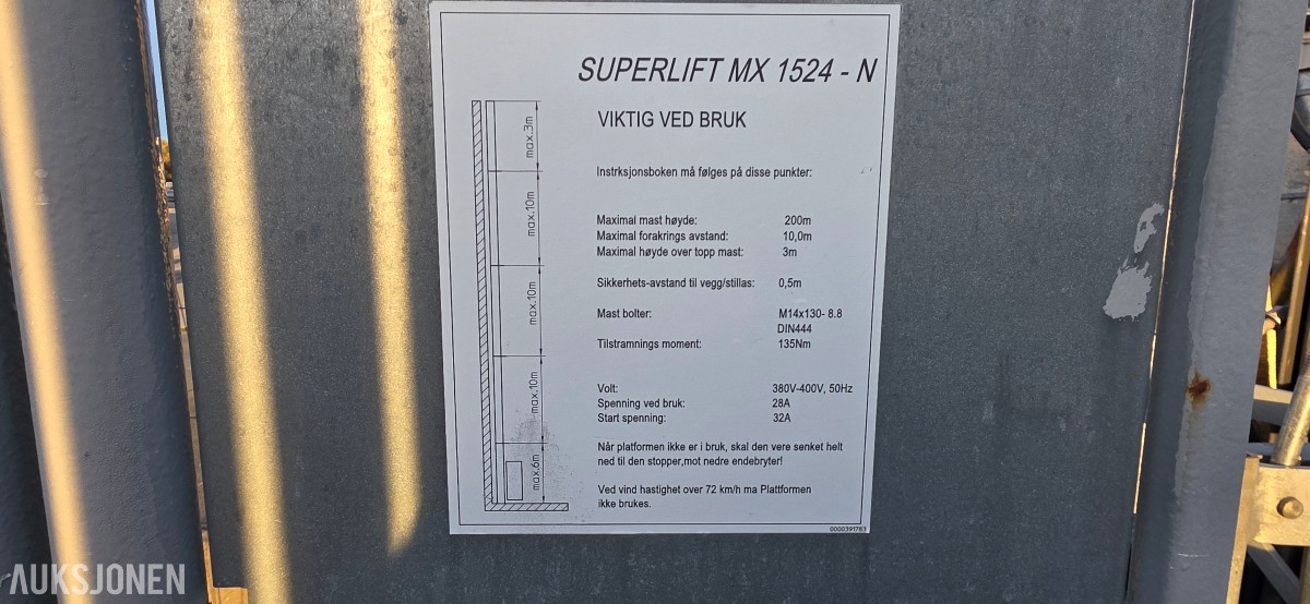 2008 Steinweg Superlift MX 1524-N person- og materialheis