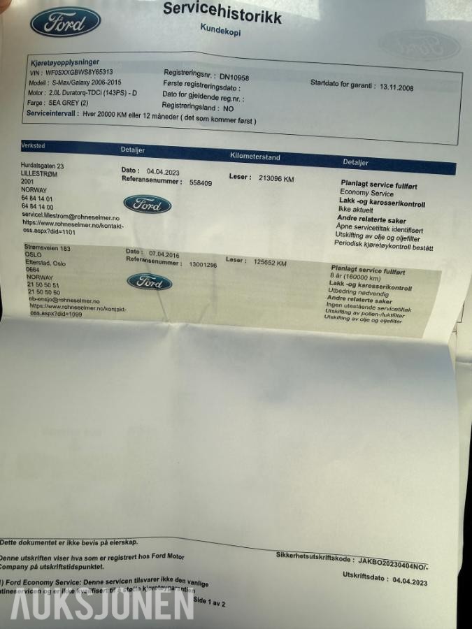 2008 Ford S-MAX 2.0-140 D, 242000km