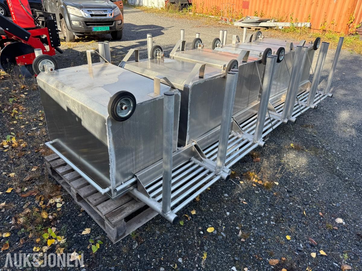 Søppelkasser aluminium på hjul / 5 stk / ubrukt