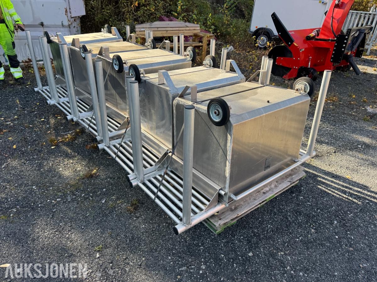 Søppelkasser aluminium på hjul / 5 stk / ubrukt