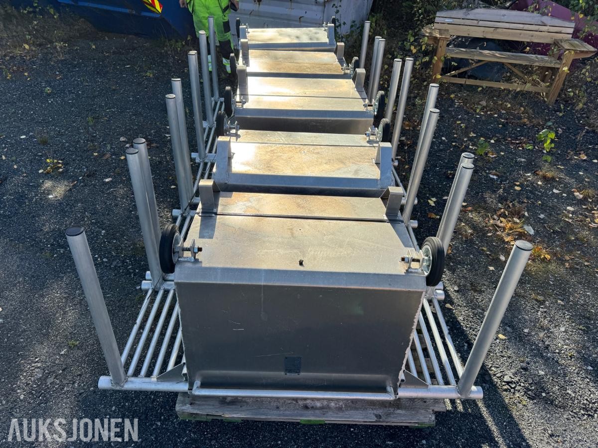 Søppelkasser aluminium på hjul / 5 stk / ubrukt