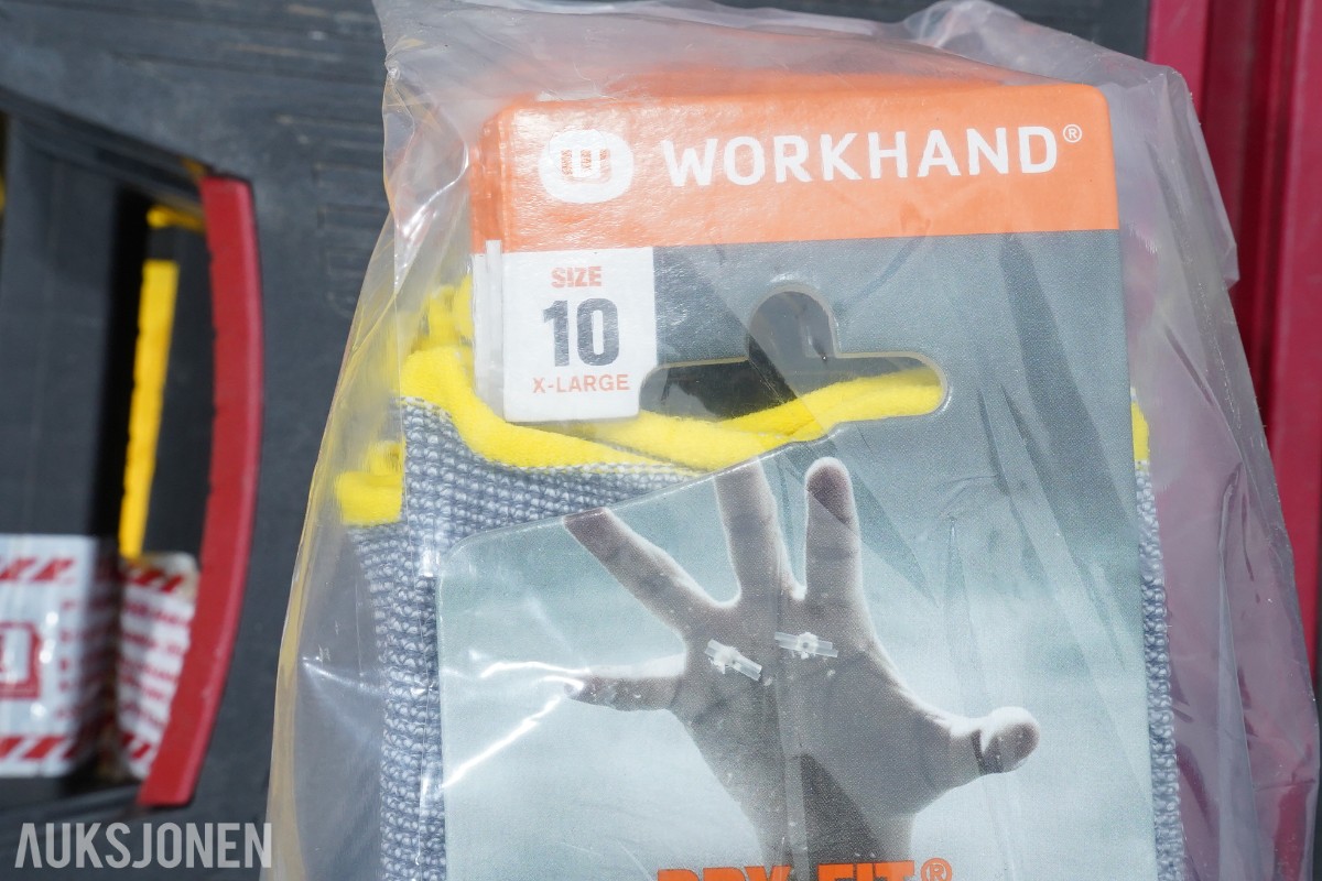 Parti med 5 stk Keter arbeidsbord, arbeidshansker og arbeidstelt