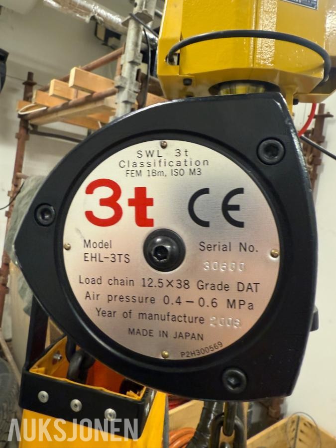 Luftdrevet kjettingtalje 3tonn Endo EHL-3TS