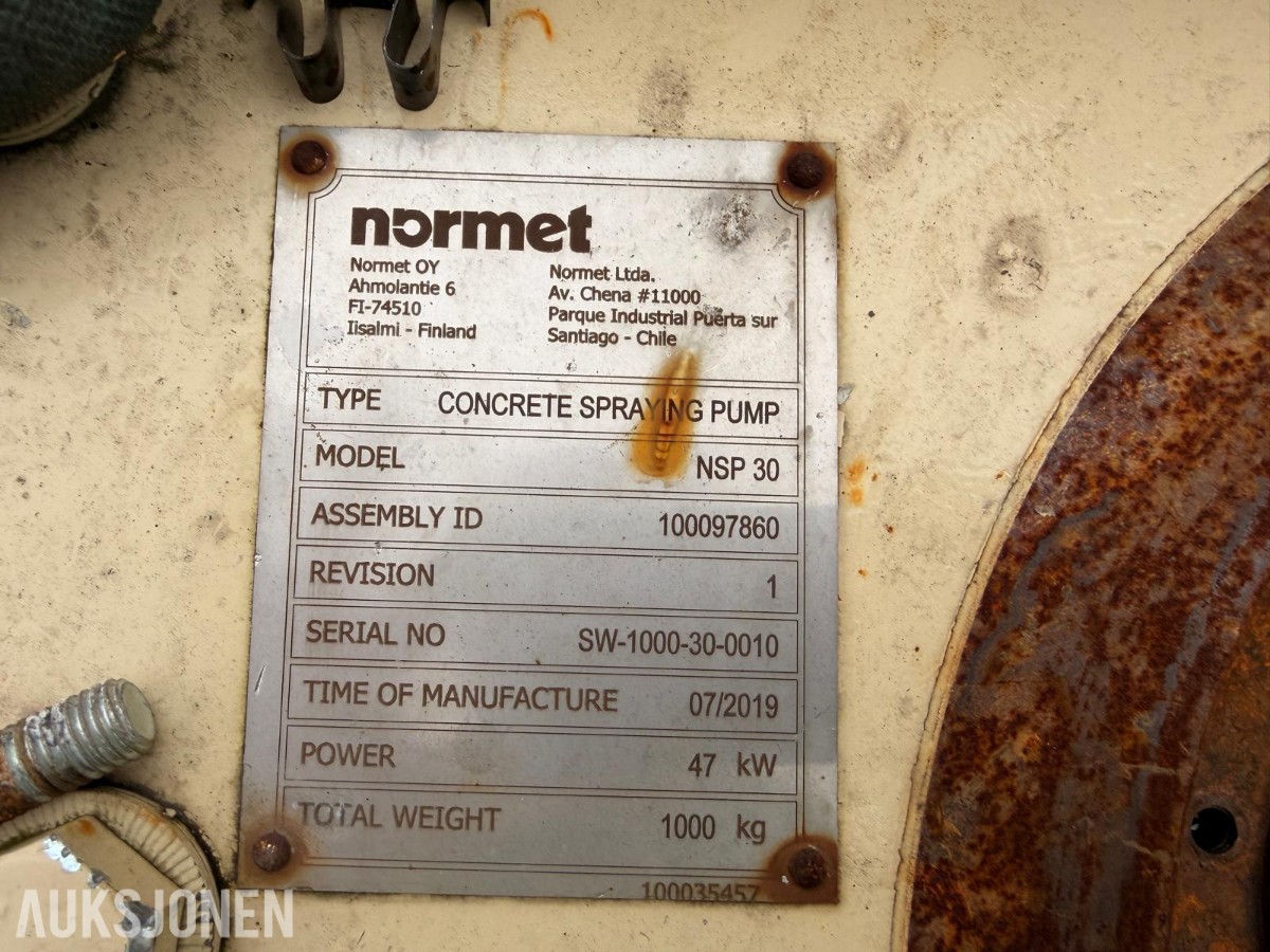2019 Normet NSP 30 betongsprøytepumpe.
