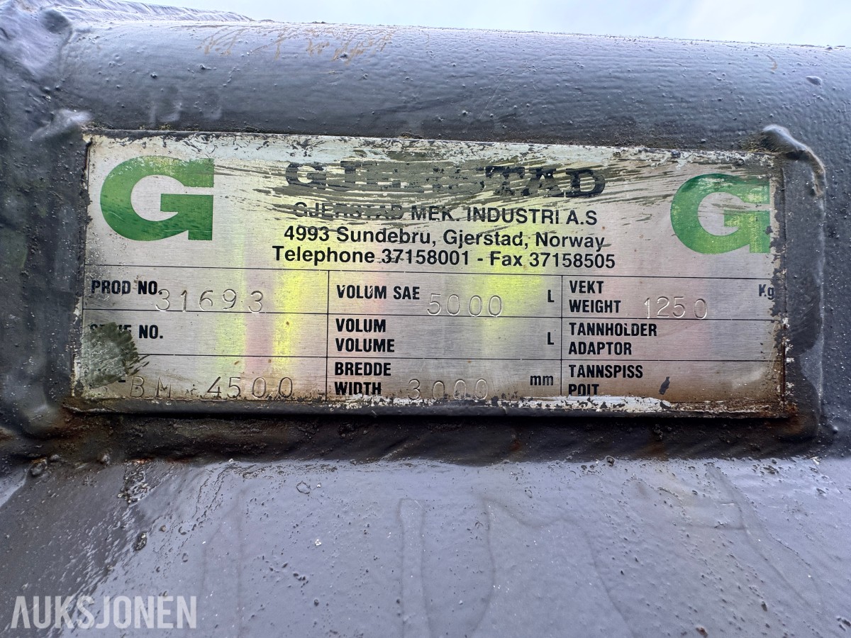 Gjerstad Lettmaterial skuffe - BM feste - 5000 liter