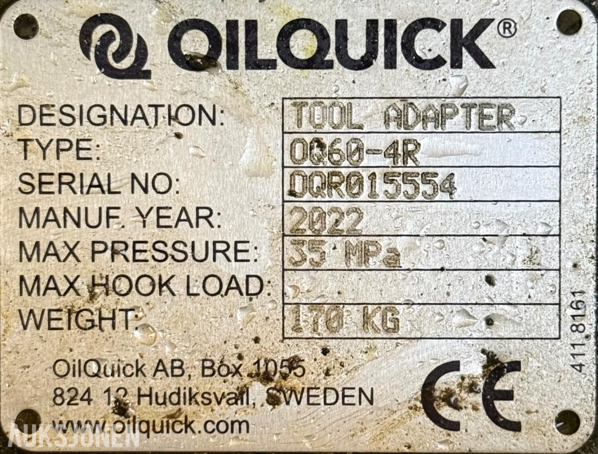 2022 OilQuick OQ60-4R redskapsadapter / Hurtingfeste S60