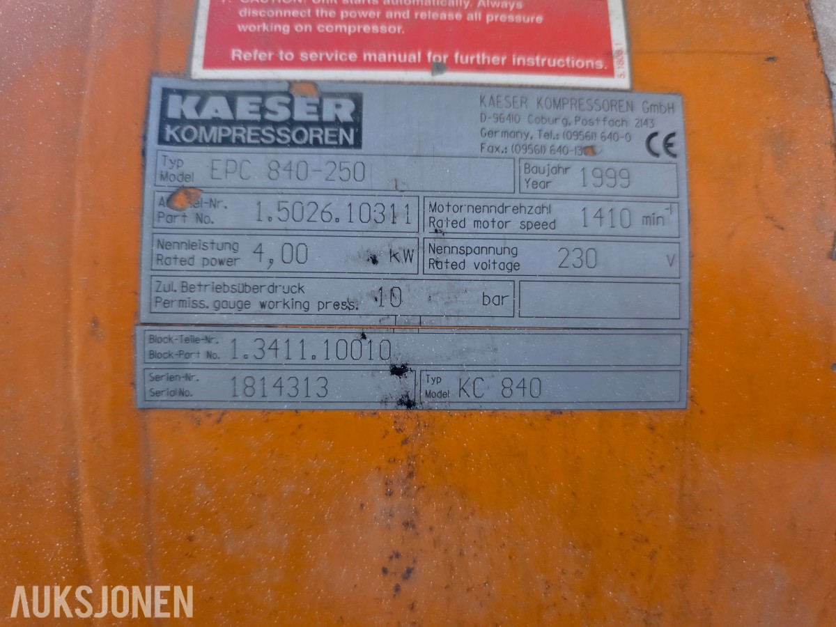 1999 Kaeser EPC840-250 kompressor