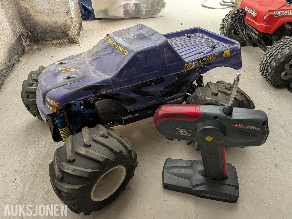 Stor RC Nitro-samling 4 biler, Startkasse, Ladere, Deler, etc.
