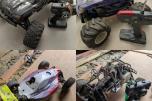 Stor RC Nitro-samling 4 biler, Startkasse, Ladere, Deler, etc.