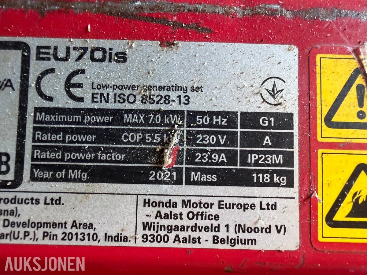 2021 Honda EU70is strømaggregat – 7,0 kW