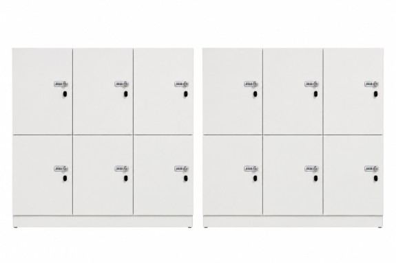 2 Stk Personalskap med 6 låsbare rom og kodelås - ca B120 x D45 x H124 cm