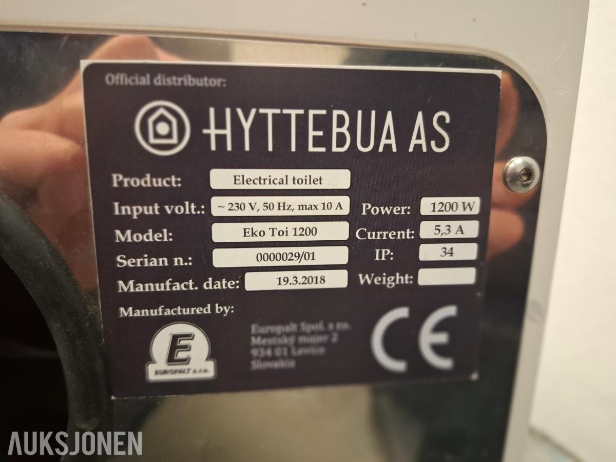 2019 Forbrenningstoalett Ekotoi 1200 V2 *ingen minstepris*