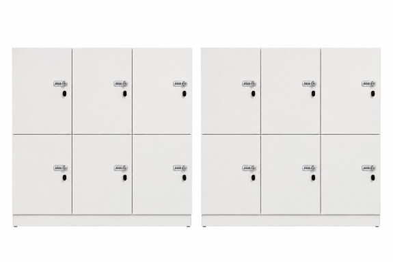 2 Stk Personalskap med 6 låsbare rom og kodelås - ca B120 x D45 x H124 cm
