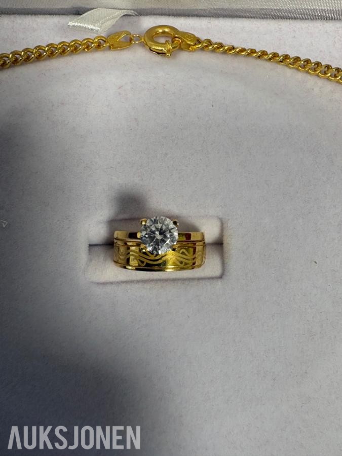 Gullvarer Kjede, armbånd og ring