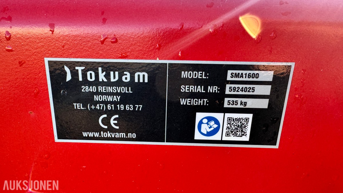 2024 Tokvam SMA1600 selvlastende strøkasse – 1 600 liter