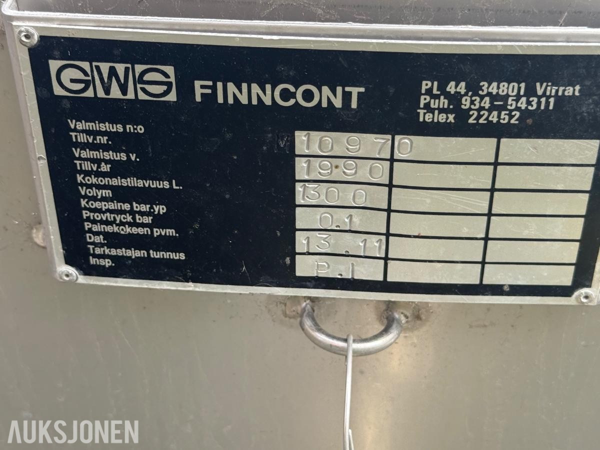 1990 Rustfri tank FINNCONT - 1300L