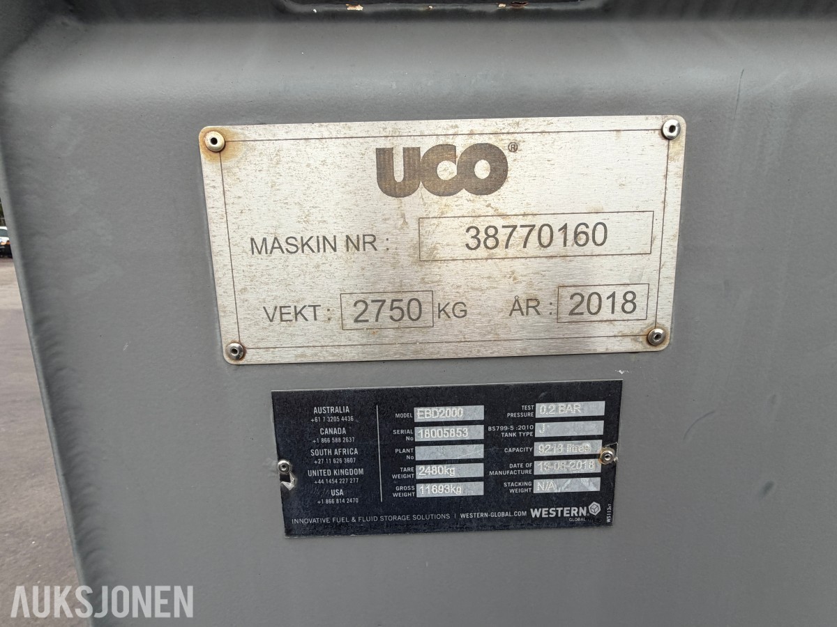 2018 Western Global EBD2000 dieseltank med pumpe - 9000L