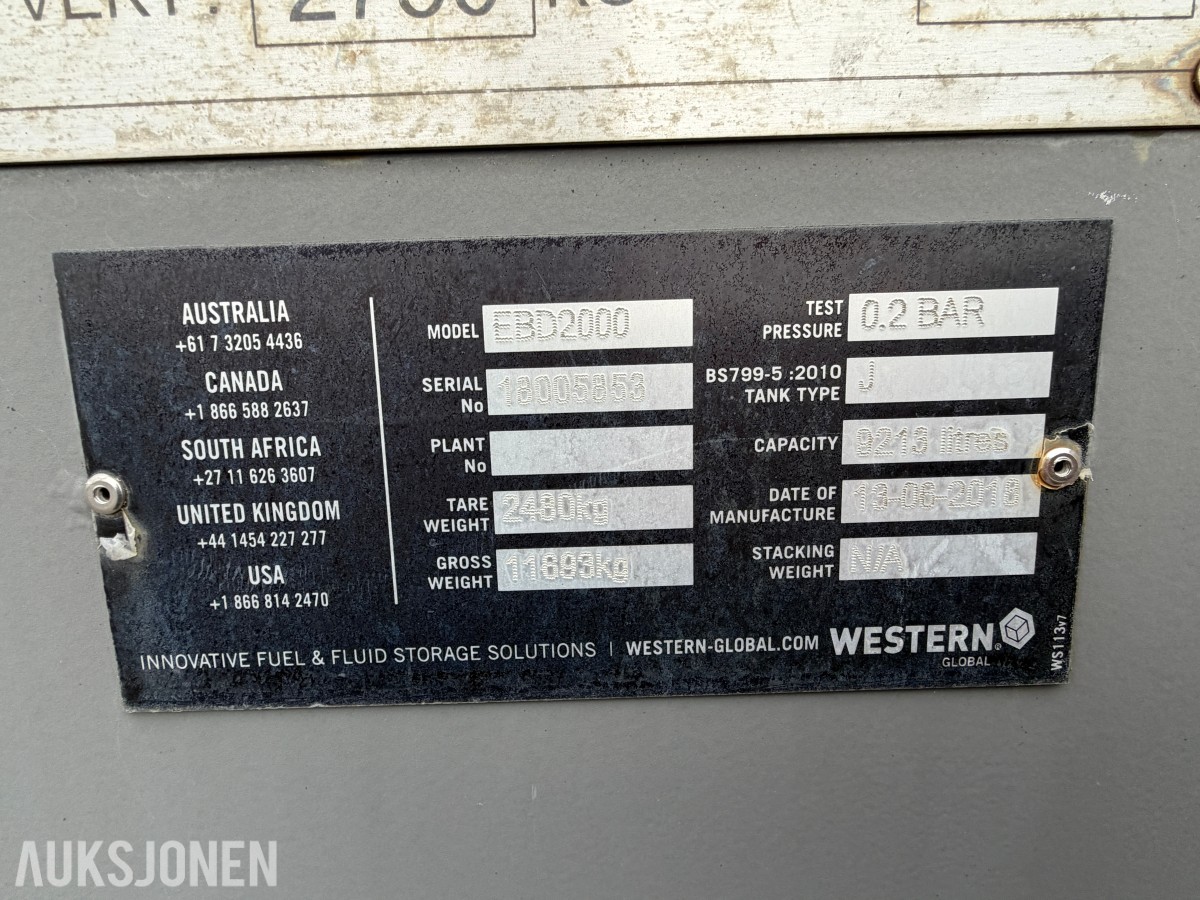 2018 Western Global EBD2000 dieseltank med pumpe - 9000L