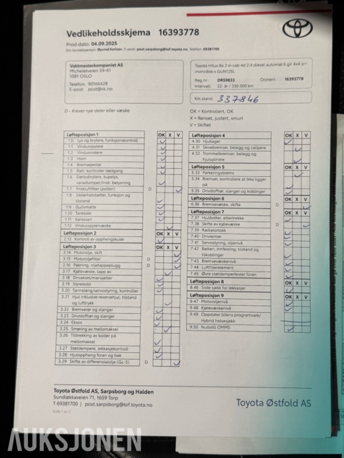 2019 TOYOTA HILUX 2,4 150HK AUTOMAT 4WD CRUISE HENGERFESTE DIFF.SPERRE