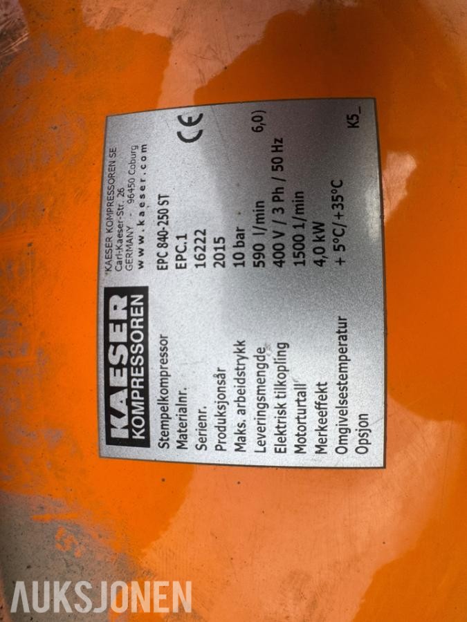 2015 Kaeser EPC 840-250 ST stempelkompressor