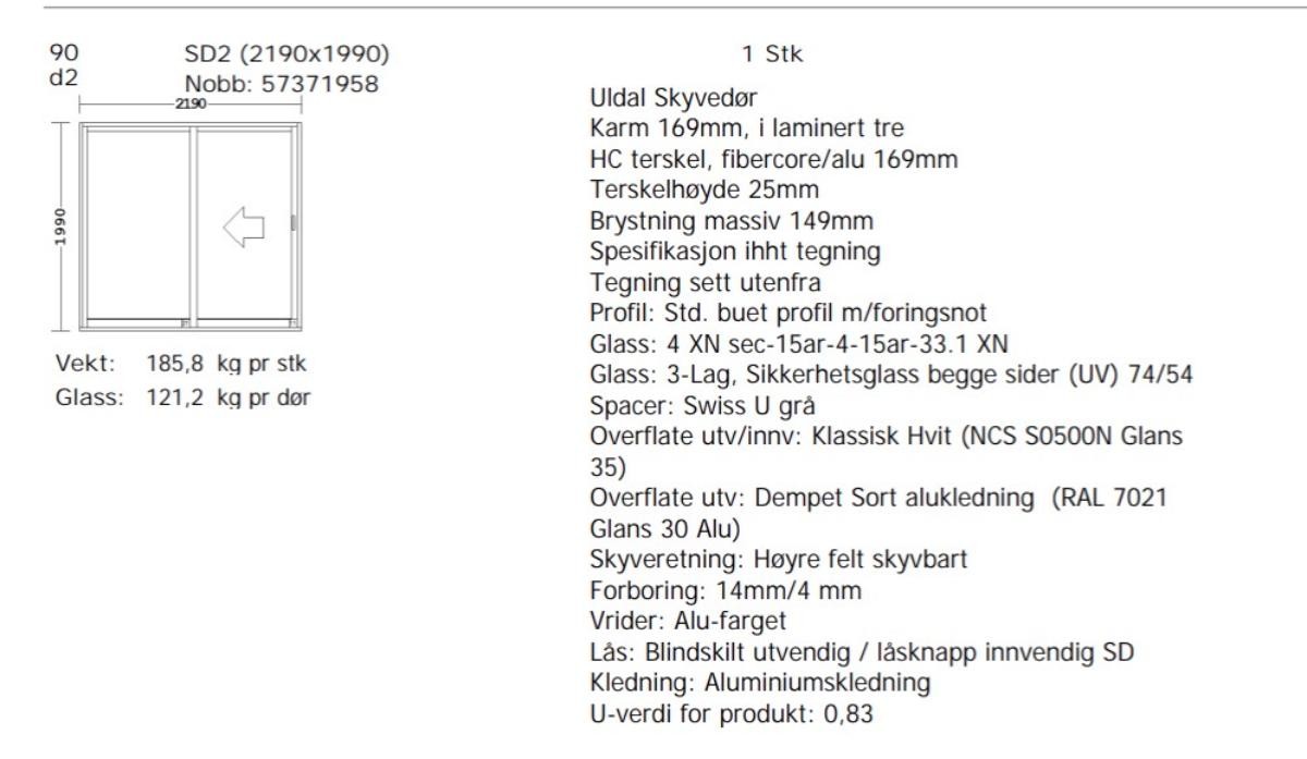 2026 Uldal 3-lags vindu og skyvedør med svart utvendig alu