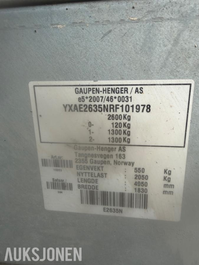 2024 Gaupen E2635N henger