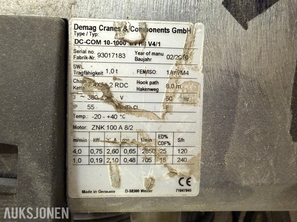 2010 Demag DC-COM elektrisk kjettingtalje