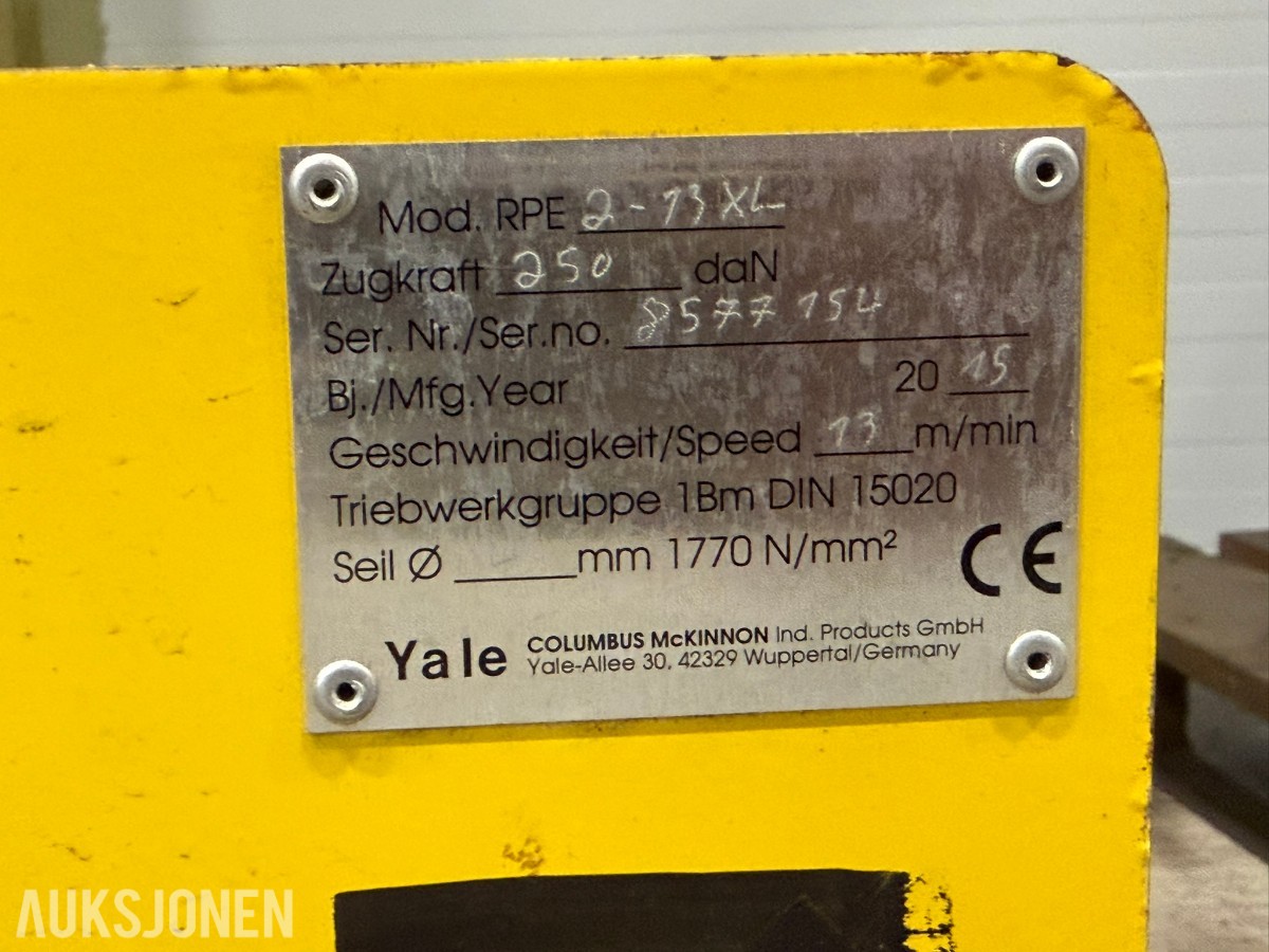 2015 Yale RPE 2-13 XL elektrisk vinsj