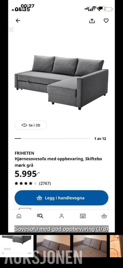 IKEA  Friheten hjørnesovesofa 